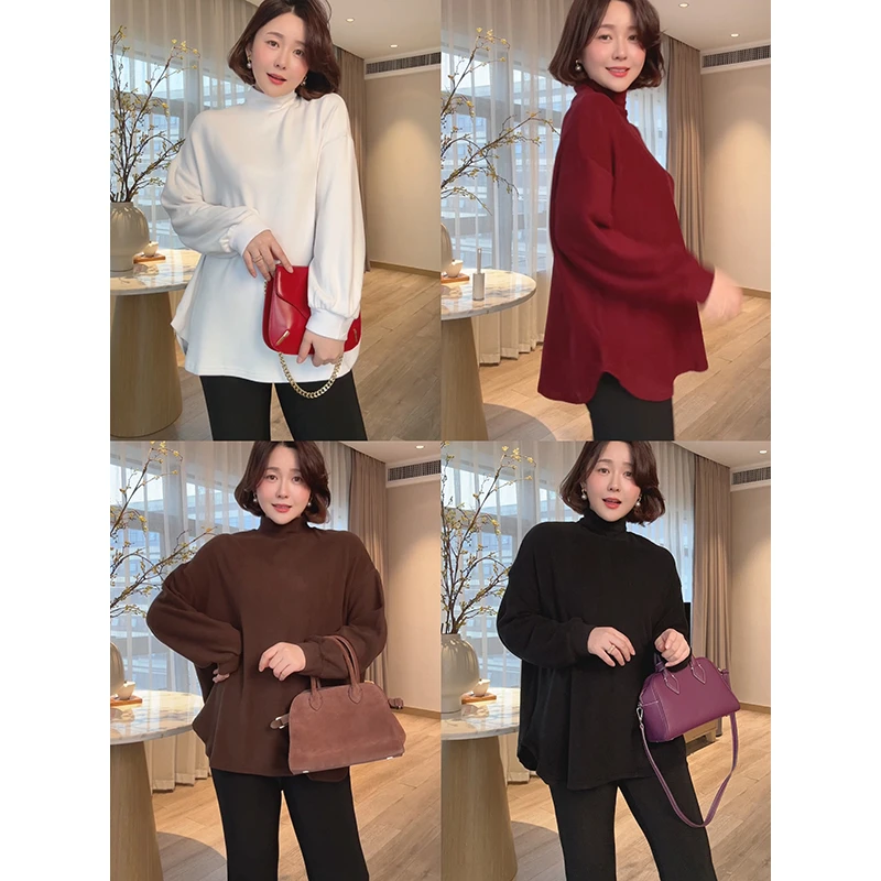 【双11清仓】【云朵触感】秋冬德绒加厚半高领打底长袖T恤Z524X19935