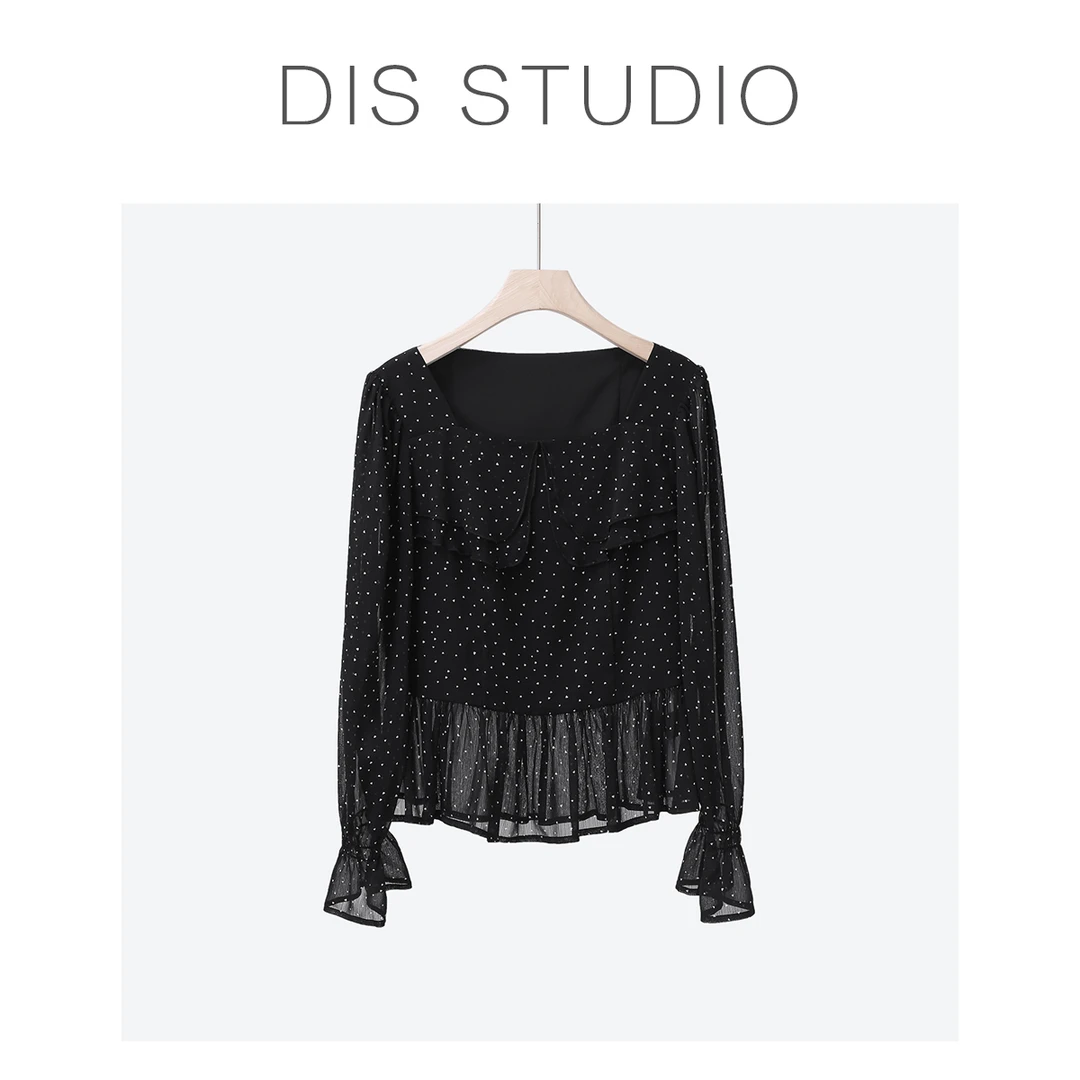 【双11清仓】【墨色花坊】娃娃领荷叶边收腰显瘦碎花衬衫Z524E12354