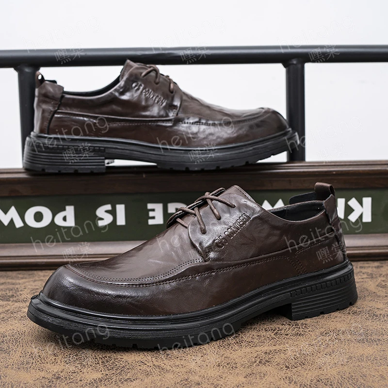 视频同款 新款牛皮真皮商务正装皮鞋男休闲软皮英伦透气新郎男鞋