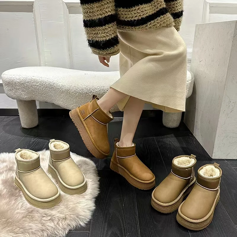 厚底雪地棉2024新款時尚百搭加厚加毧雪地棉