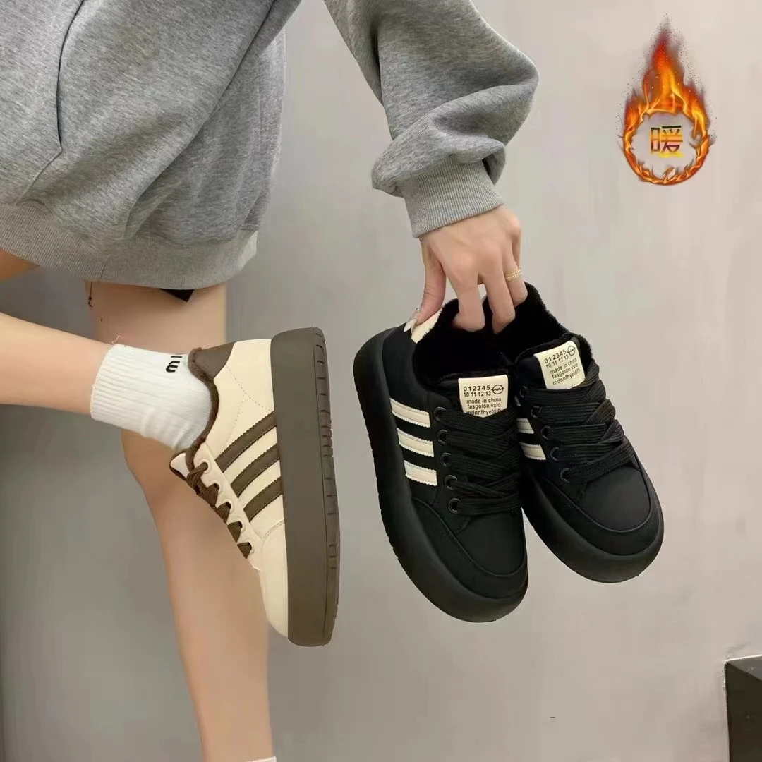 女鞋板鞋时尚百搭加绒低帮秋冬韩版