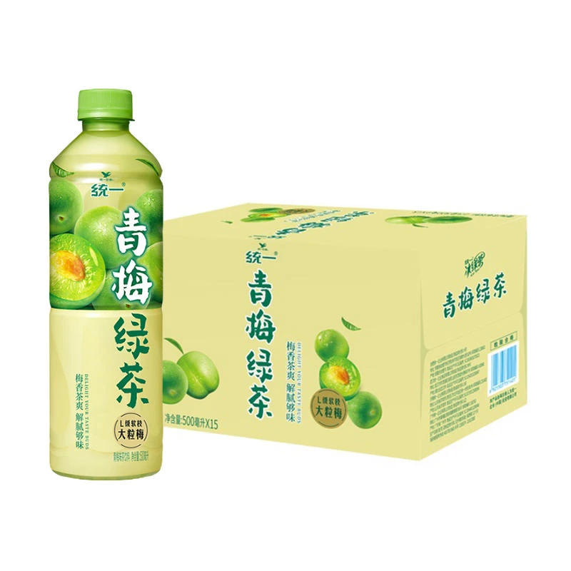统一青梅绿茶味饮品饮料梅香茶爽解腻500ml*15瓶整箱装果味茶饮料