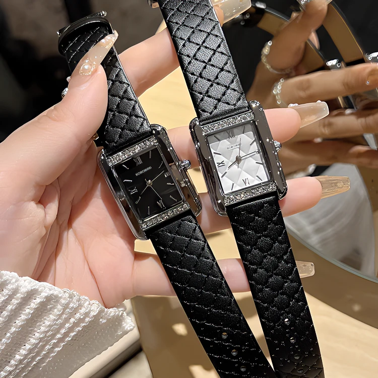 BOBOBIRD新款镶钻小方表轻奢小众女士腕表百搭高级感高颜值女表