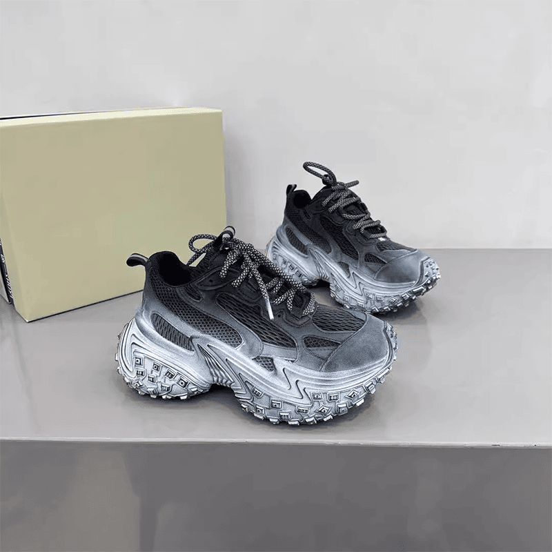 韩系女透气网面2024春新款百搭时尚老爹鞋网红厚底运动增高休闲鞋