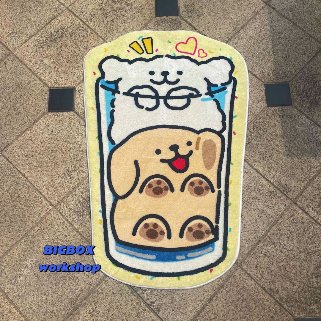 【巨箱】可爱小狗杯杯垫创意入户门客厅卧室玄关床边地毯地垫