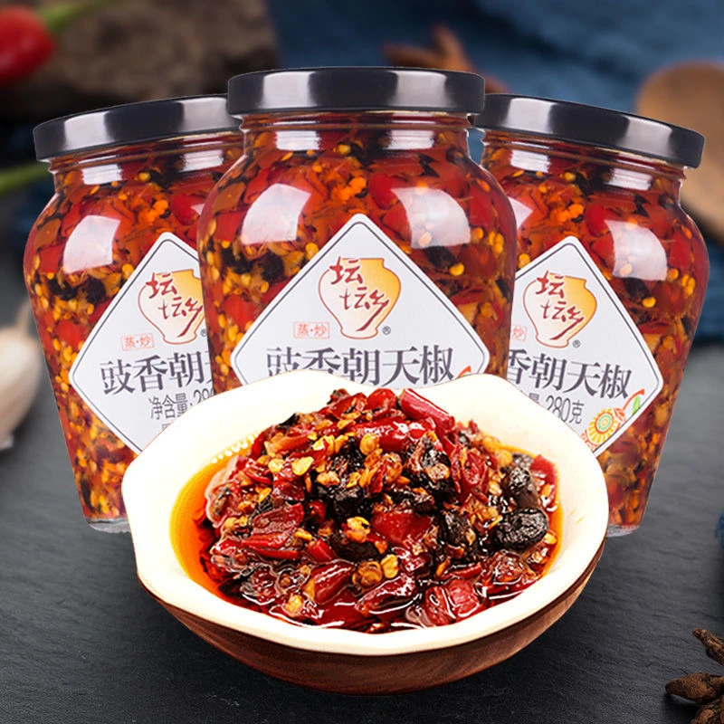 坛坛乡辣椒酱豉香朝天椒280g瓶剁椒酱调料湖南特产农家味家宴硬菜