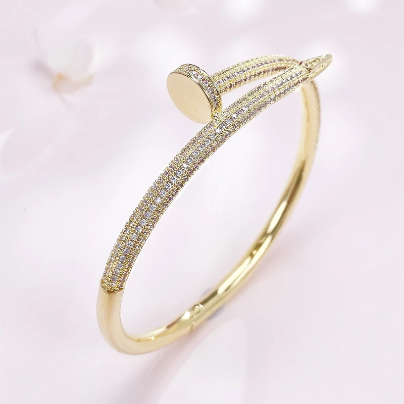 铜合金手镯 子网红款女款高档精品满天星钉子开口手链首饰品1065