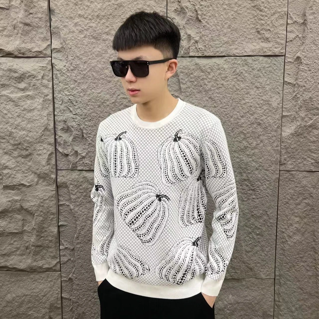 冬季新款潮流欧货圆领针织长袖9080【南瓜】