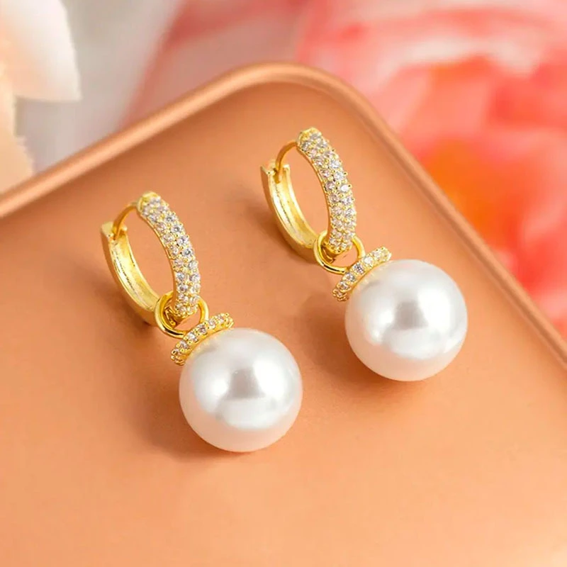 铜合金仿珍珠耳饰 两戴珠珠耳扣气质时尚轻奢大气优雅高级感耳环