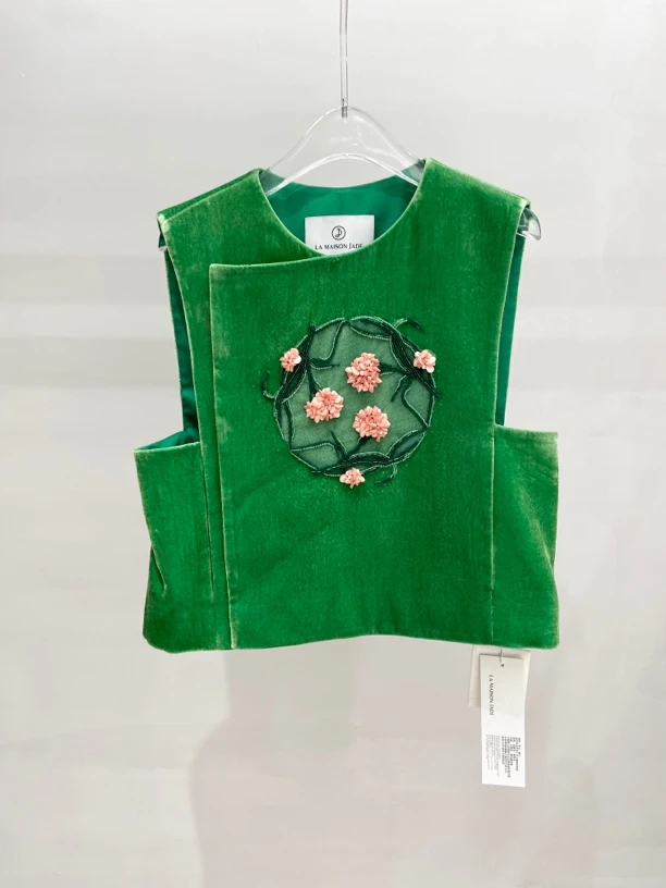 【SFF推荐】LA MAISON JADE玉琼25春款新中式钉珠马甲气质时尚5254