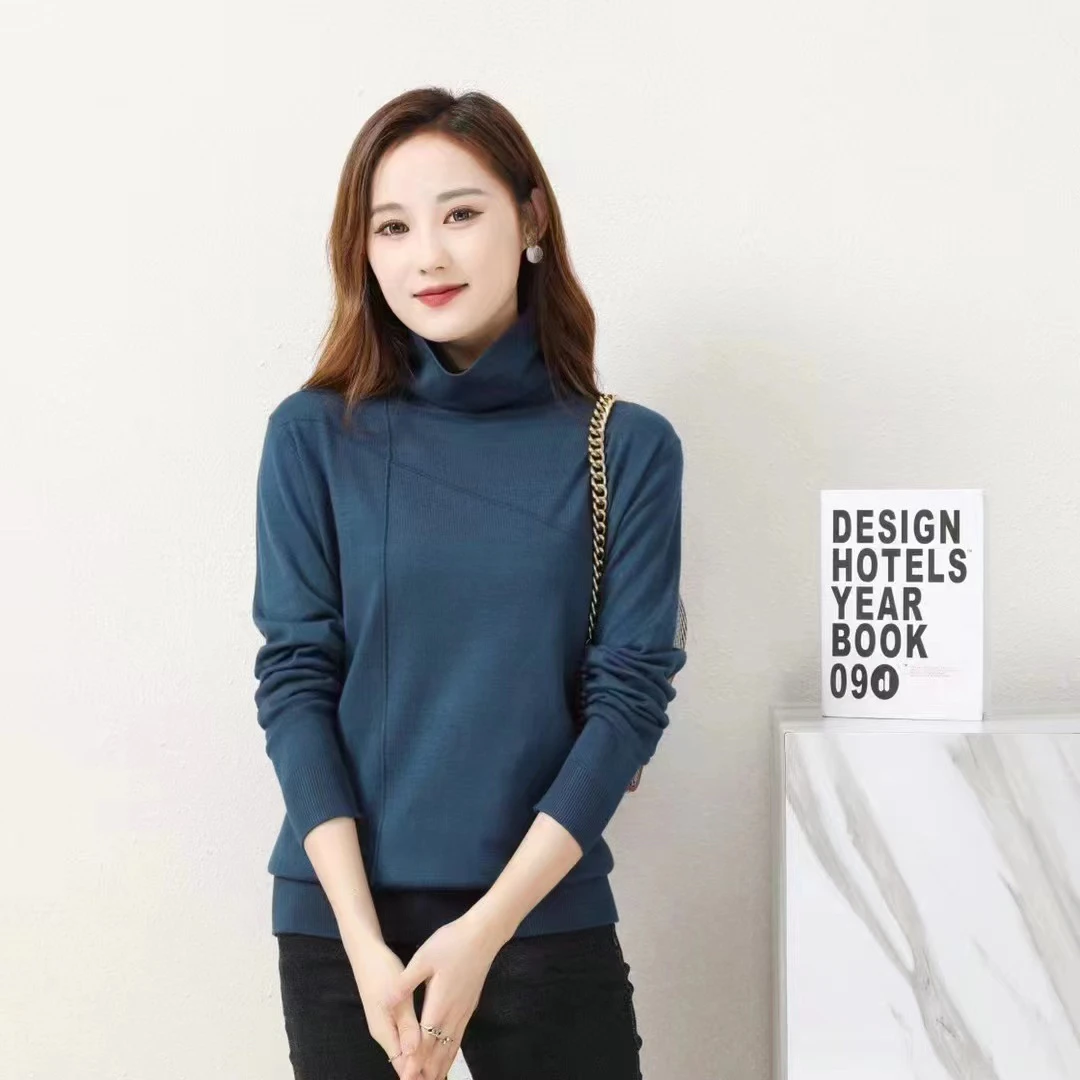 新款女装内搭半高领打底衫丝光毛小衫