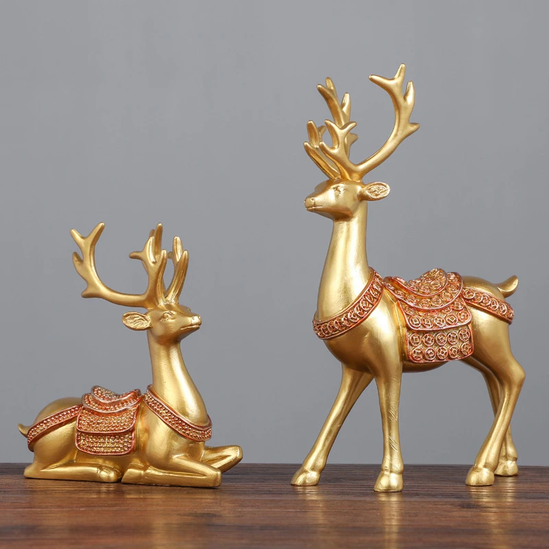 轻奢高档客厅玄关高级酒柜隔断柜摆件桌面麋鹿摆件小新房装饰品