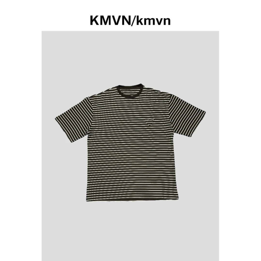kmvn/kmvn【三角条纹】丝滑廓形三角素短T纯棉休闲百搭复古宽松潮流