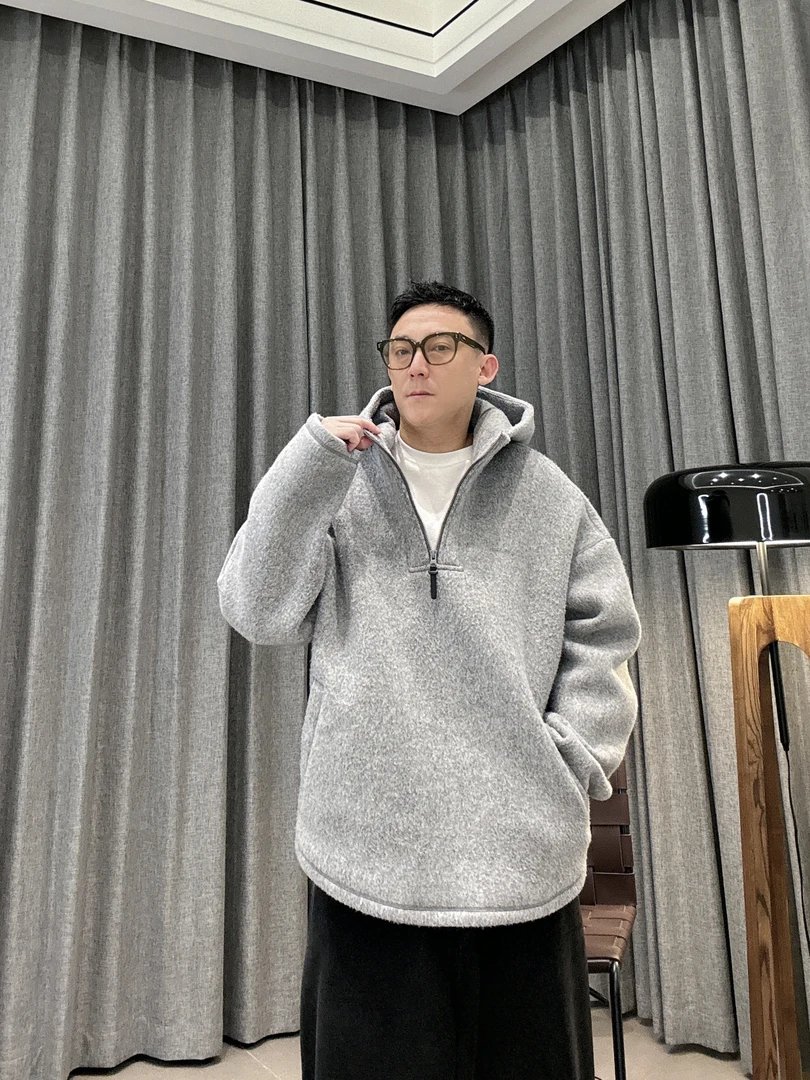 kmvn/kmvn【丹青】冬季款时尚保暖设计师 男女同款羊毛连帽拉链卫衣