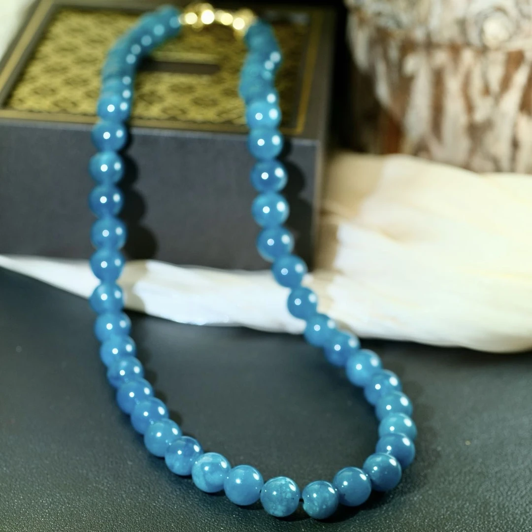 高定珠宝苏俱玛瑙星际蓝珠珠玛瑙项链-x476