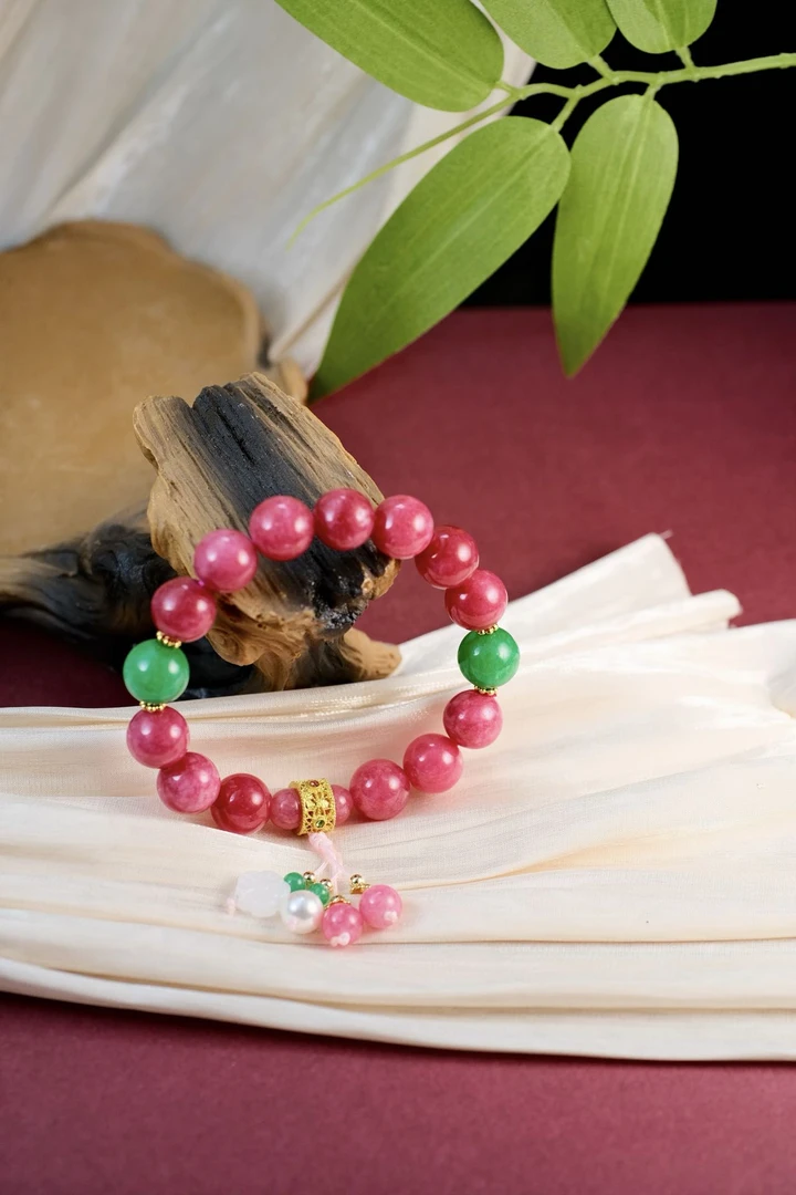 高定珠宝精选苏俱玛瑙樱花粉珠珠手链-s987