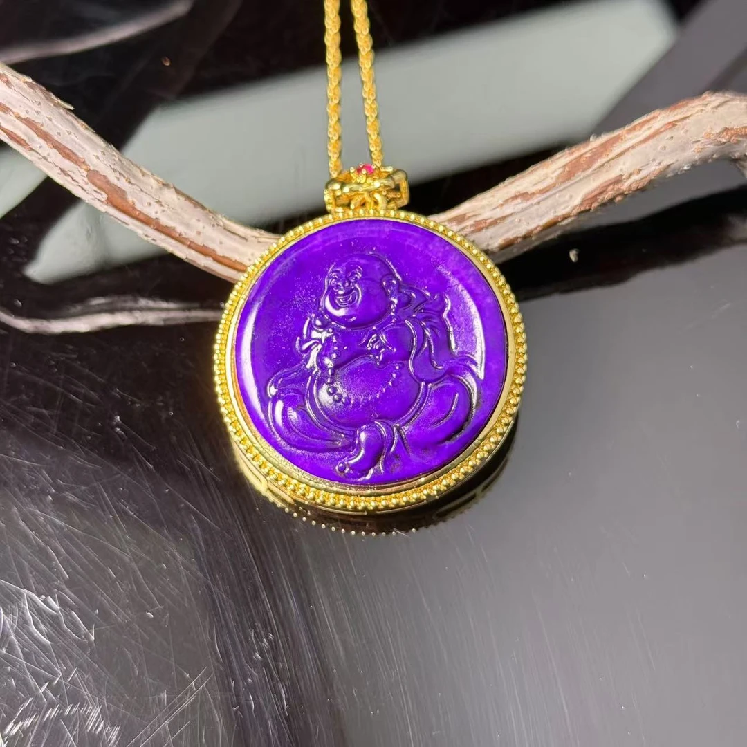 高定珠宝精选苏俱玛瑙意境弥勒佛圆牌吊坠-y2154合金