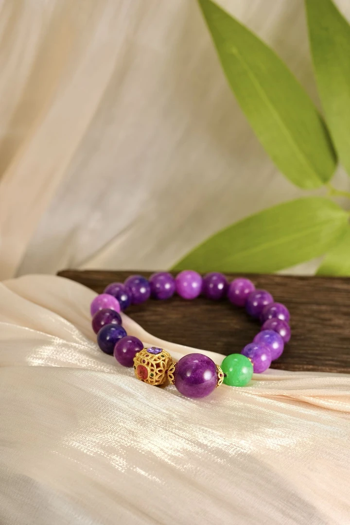 高定珠宝精选苏俱玛瑙绿单珠手链-s935合金