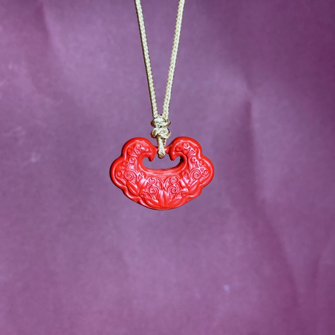 天然辰砂高定珠宝朱砂如意吊坠-y2176