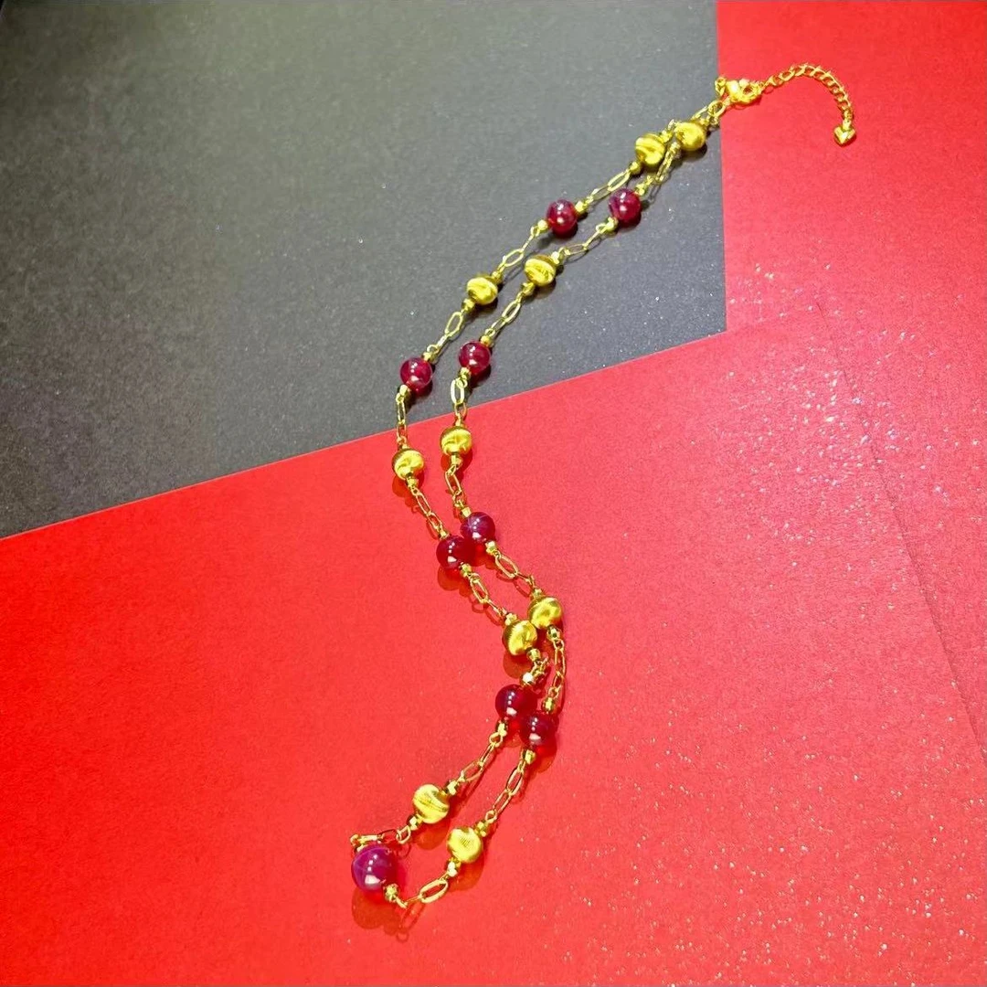 六芒星光红宝石猫眼珠项链-x385合金镶嵌