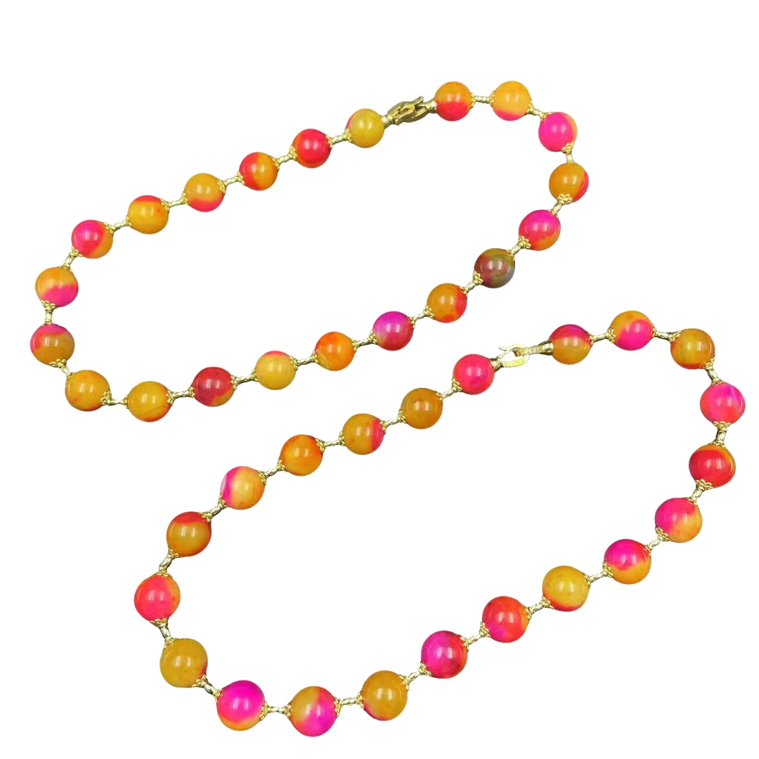 高定珠宝赤焰金丝藏红花玛瑙珠珠项链-x484合金多样性发其一