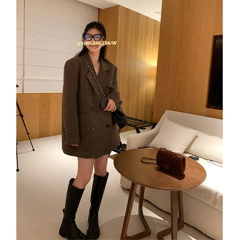 2025年新款秋冬赫本风高级感毛呢小个子西装式大衣女短款韩系外套