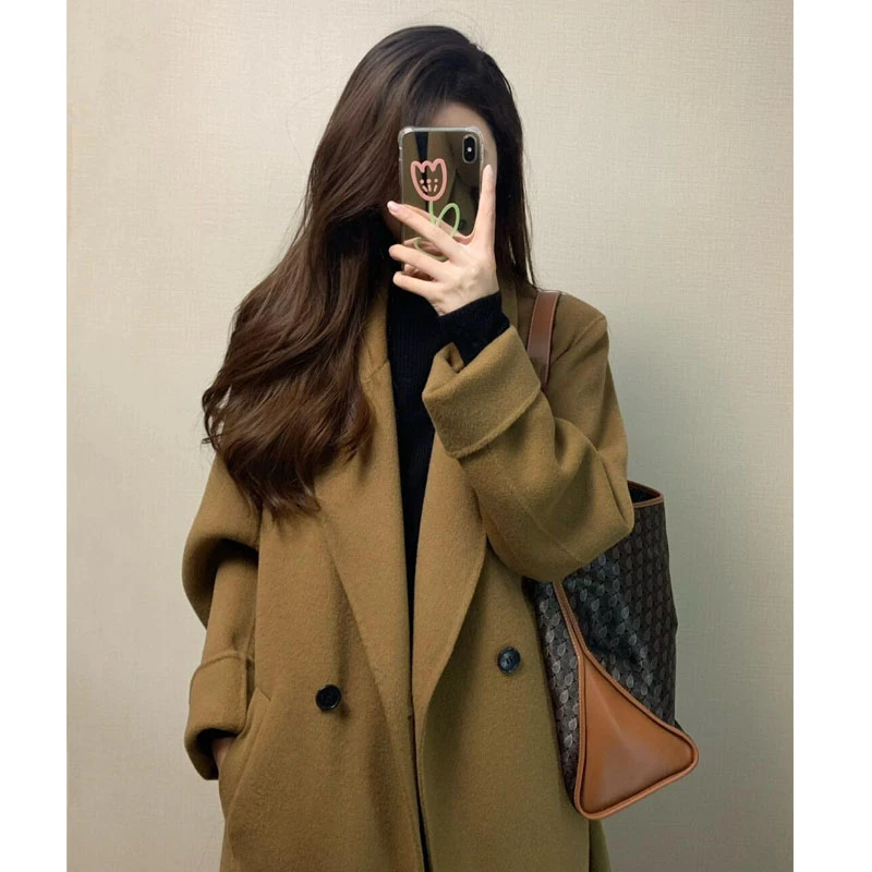 秋冬季毛呢大衣外套女长款呢子冬天小个子韩系英伦风赫本风高级感