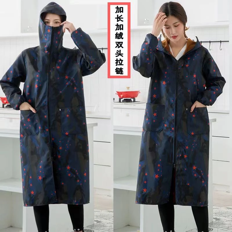 冬季加绒大褂口罩式拉链款男工作服加厚保暖连体罩衣厨房搬运工装