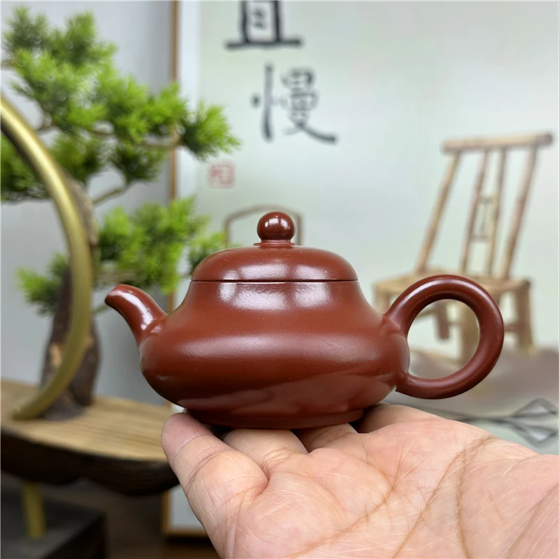 潮州手拉壶玉乳壶110cc红泥小容量纯手工手制紫砂单个茶壶