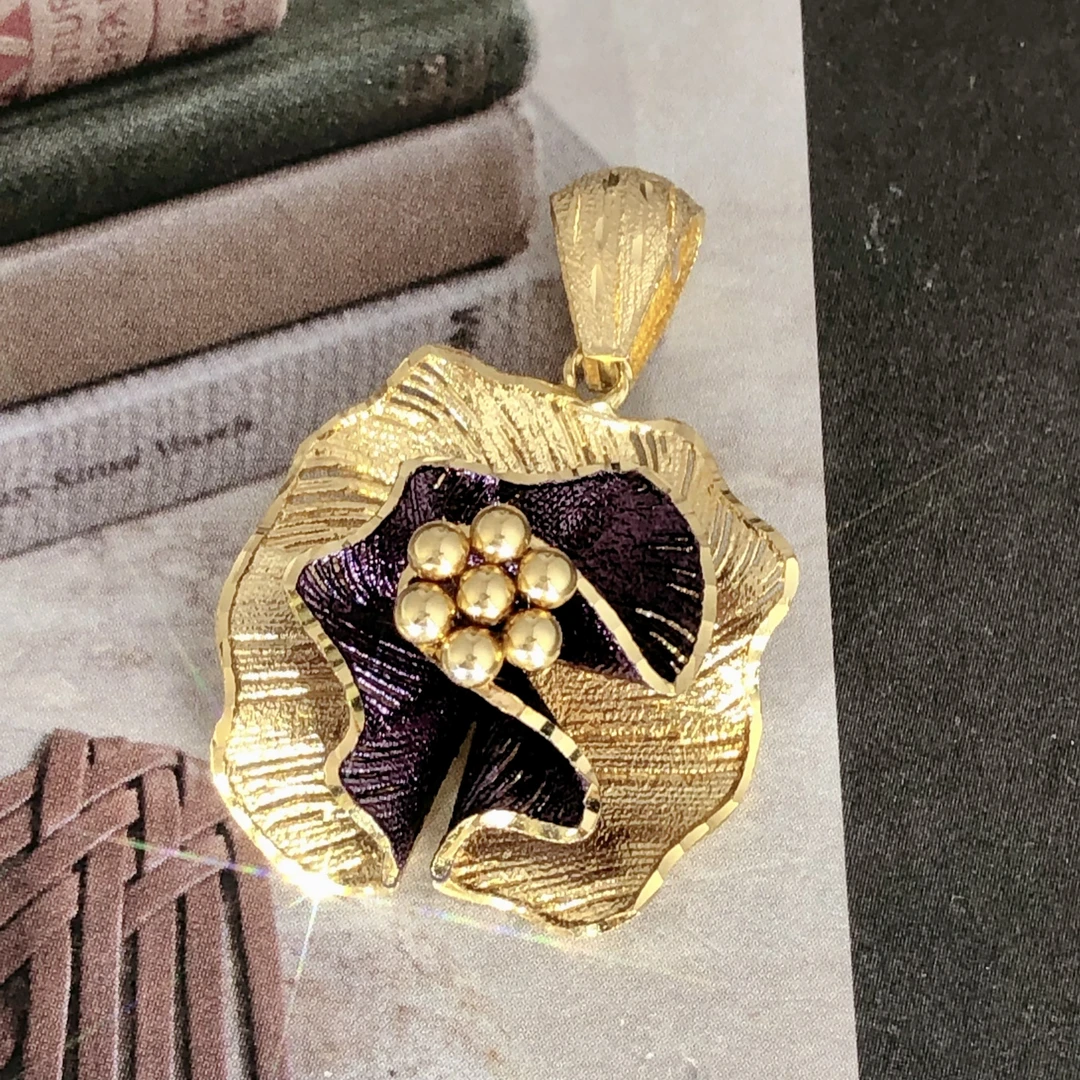 【皇冠轻奢】18k金 | 意大利双色紫花蕾设计款吊坠