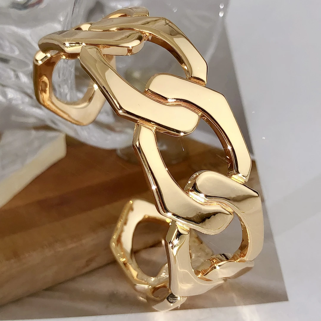 【皇冠轻奢】18k金｜摩登酷飒古巴链条手镯 时尚气质