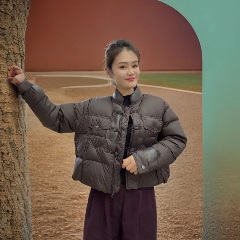 2024新中式国风皮领设计轻奢款羽绒服冬季新款6903