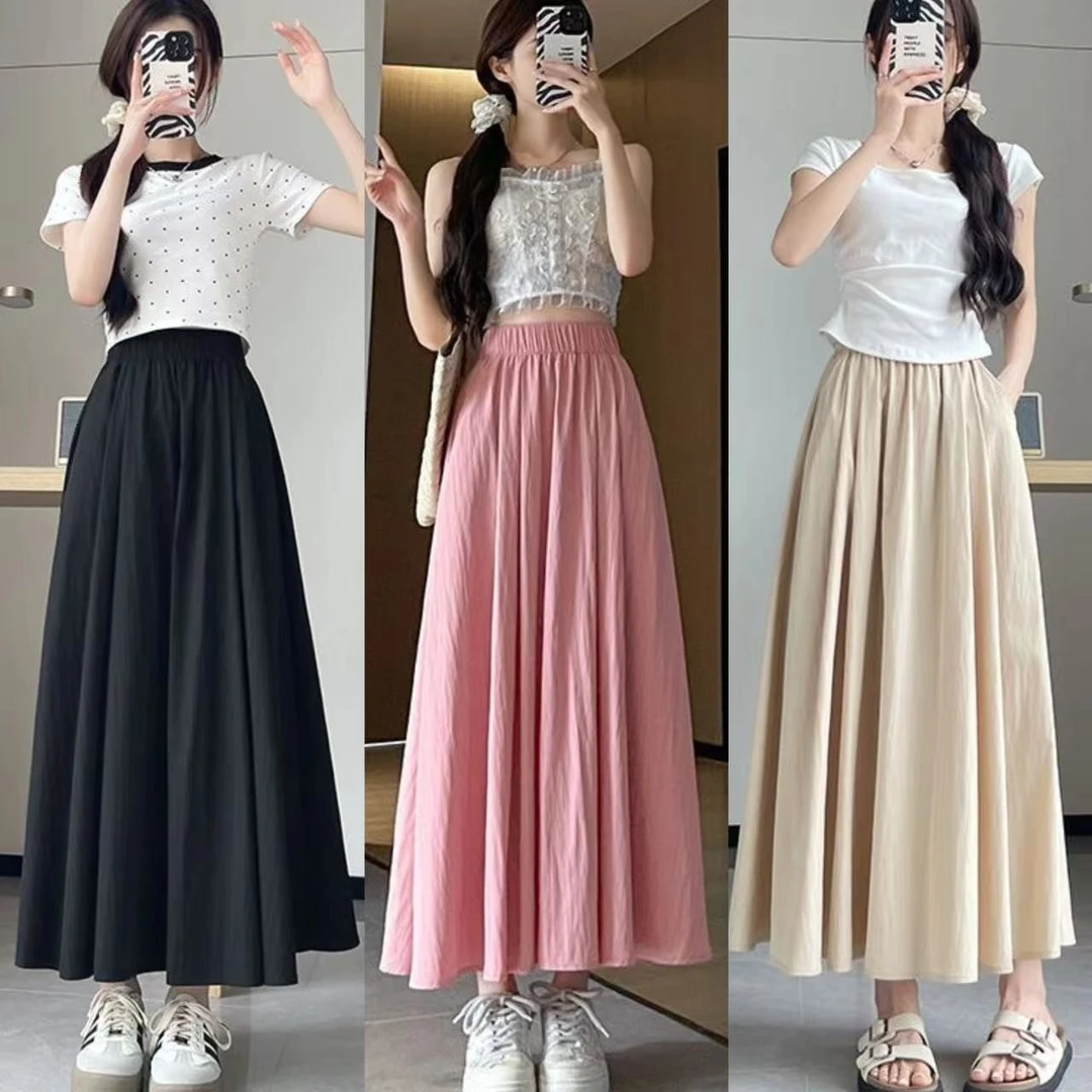 HUAHUYAO/花狐妖美女仙仙山本裙显瘦百搭夏季高腰宽松半身裙女