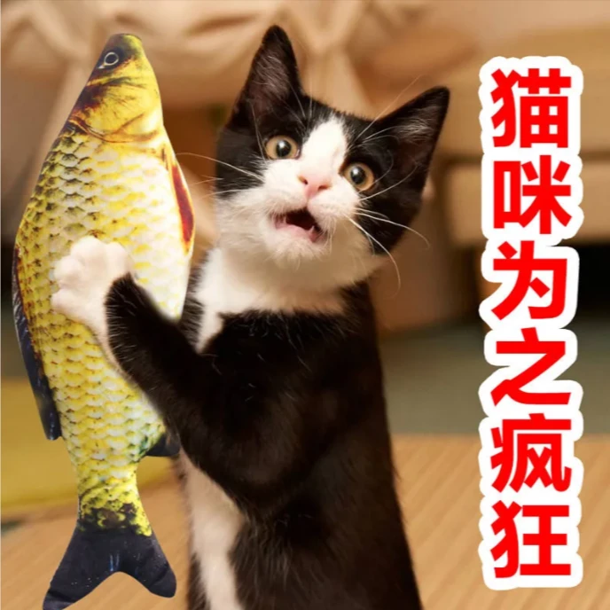 猫玩具鱼薄荷鱼毛绒逗猫仿真猫咬薄荷鱼抱枕猫猫薄荷猫咪用品玩具