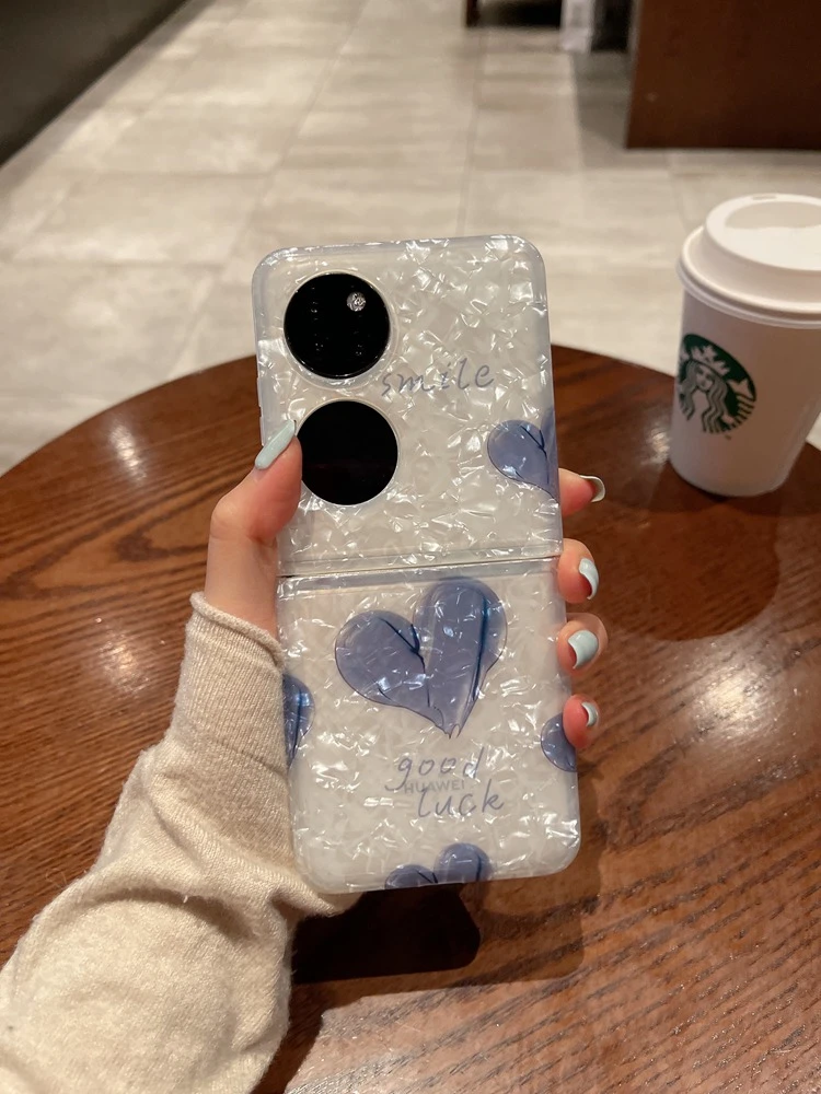 适用华为p50pocket手机壳pockets贝壳纹pock硅胶poket软壳S新款