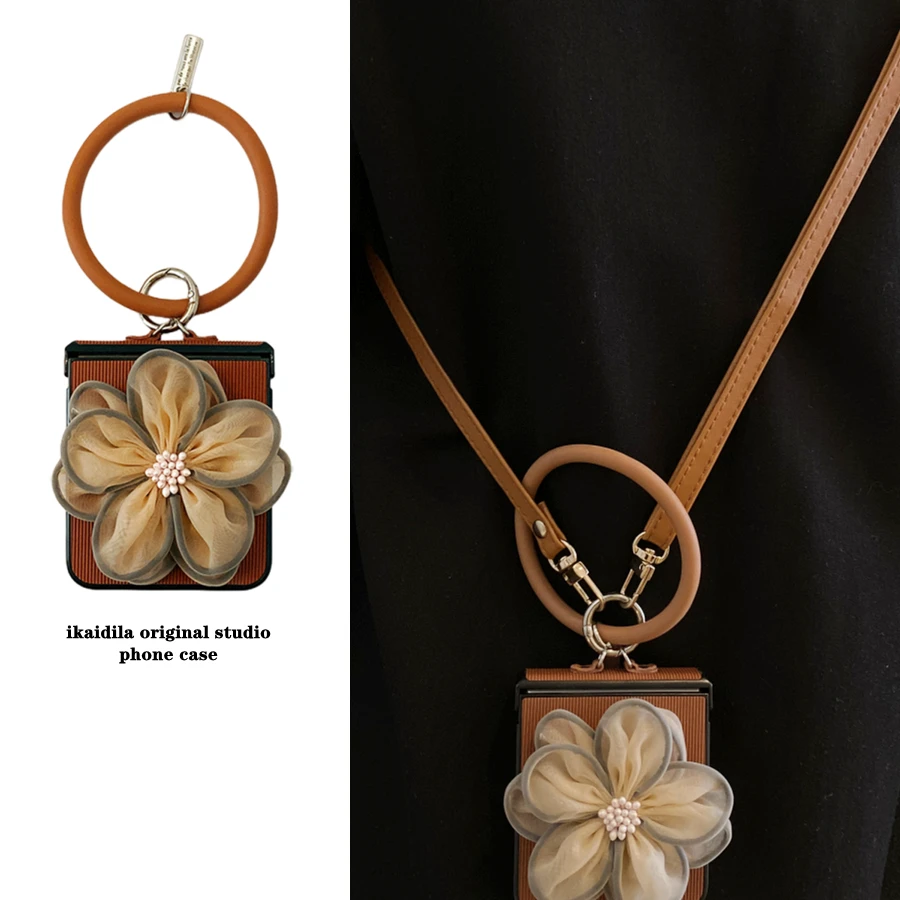 小众ins花朵复古风手环适用小米mixflip手机壳荣耀magicvflip华为