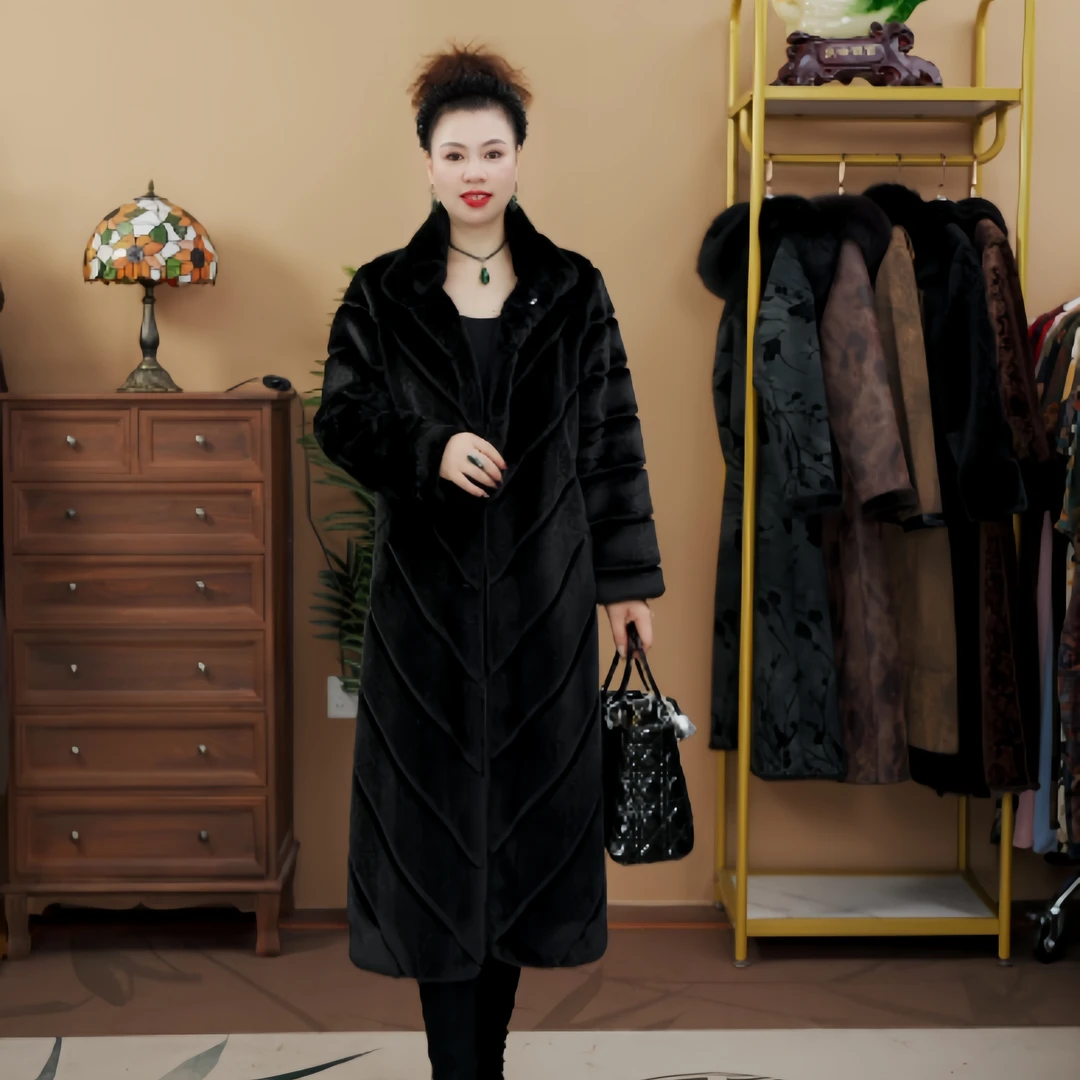 【莲姐推荐】8503冬季女款皮毛一体压花气质保暖百搭女潮外套无