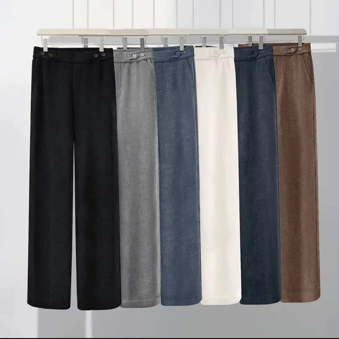 2025 秋冬新款加绒加厚男士休闲垂感裤宽松春秋直筒垂感男士裤子