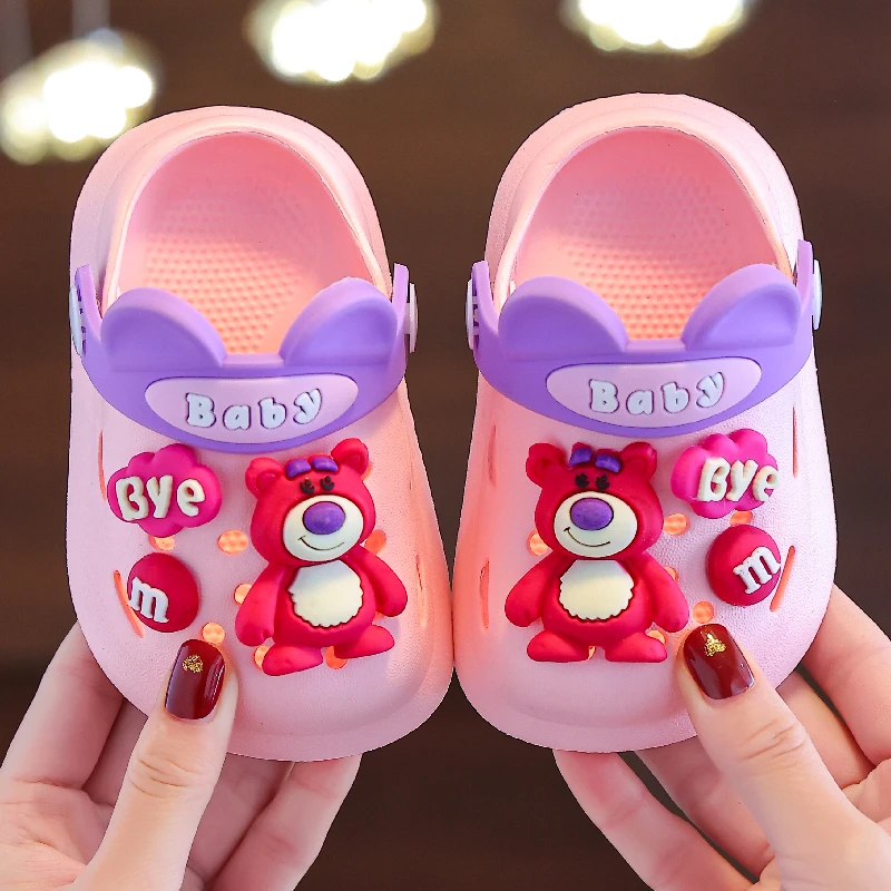 宝宝包头洞洞鞋儿童凉拖鞋夏女童小熊婴幼儿小孩男童外穿防滑小童