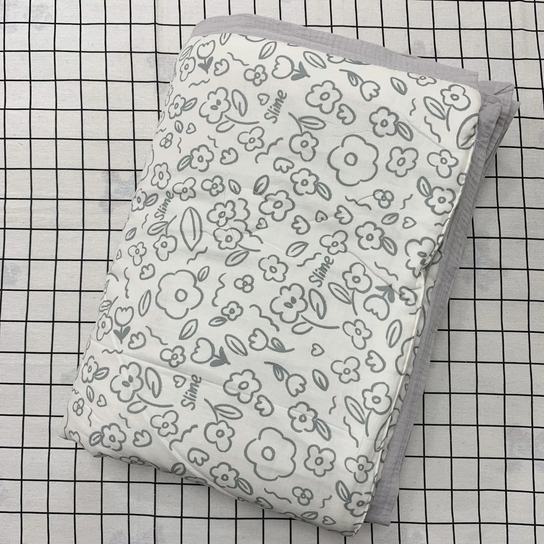 200*230cm全棉双层纱小清新碎花双人春秋被印花机洗