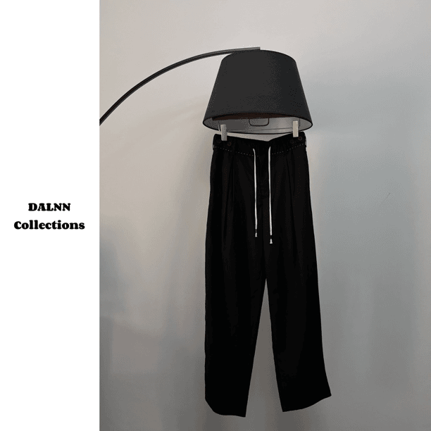 DALNN Collections｜四角缝线 褶皱抽绳百搭直筒长裤