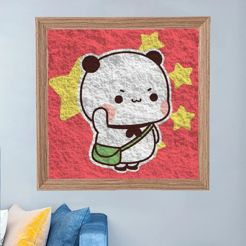 一二布布卡通纸浆画材料包手工diy小学生团建小礼品装饰画创意