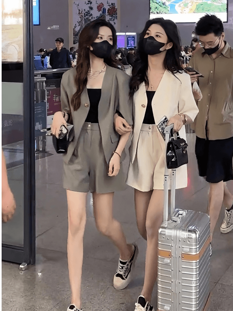 夏季薄款韩版小个子西服套装女高级感显瘦百搭气质网红炸街两件套