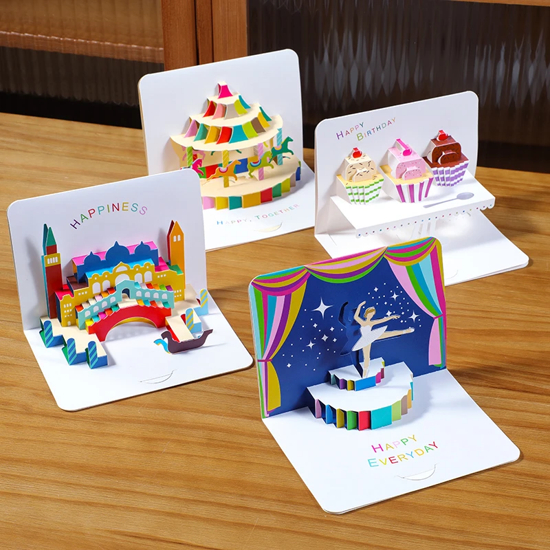 3D立体生日贺卡小卡片定制幼儿园小学生祝福卡片生日礼物留言卡