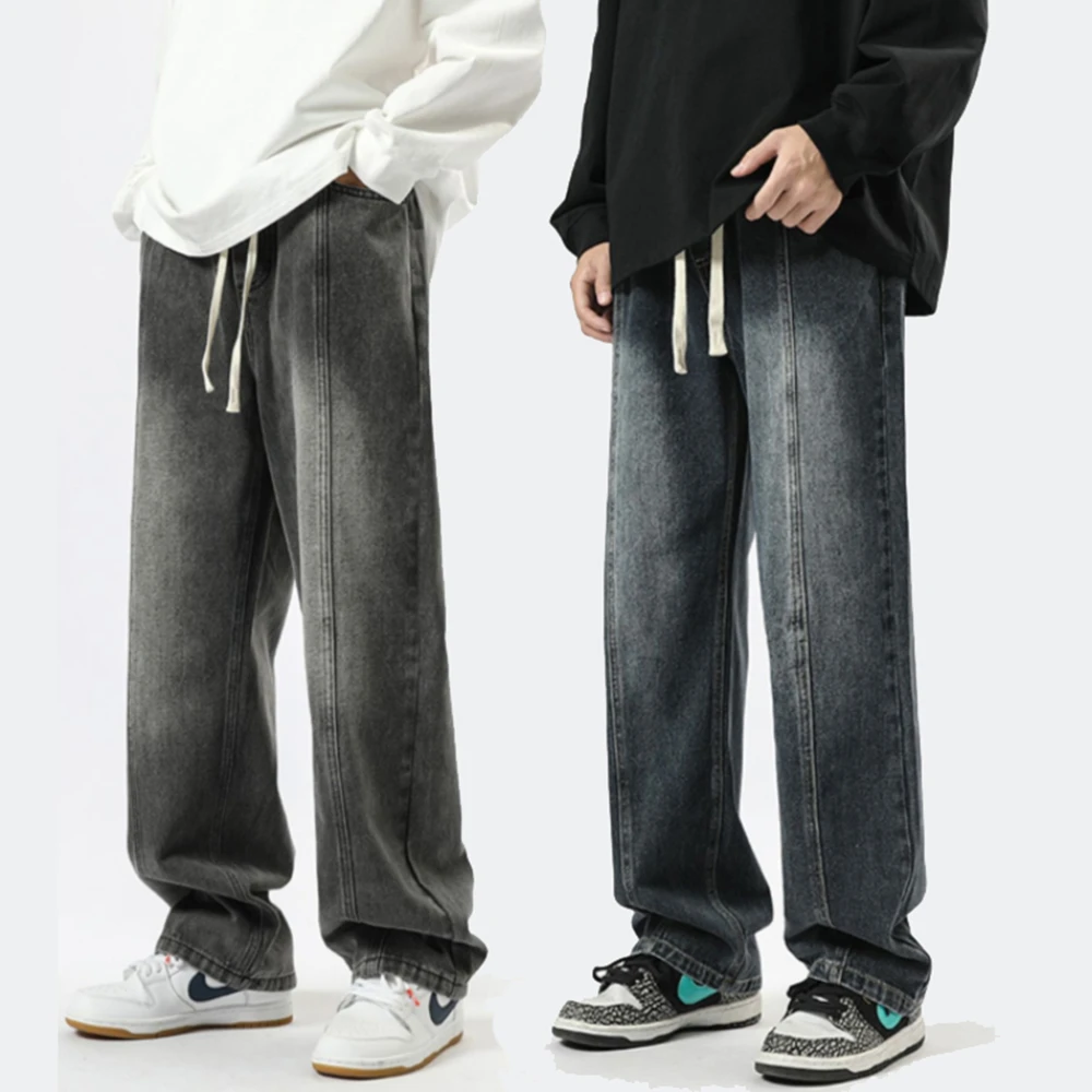 水洗渐变百搭牛仔裤可选择时尚休闲牛仔裤长裤松紧腰男生16-18岁