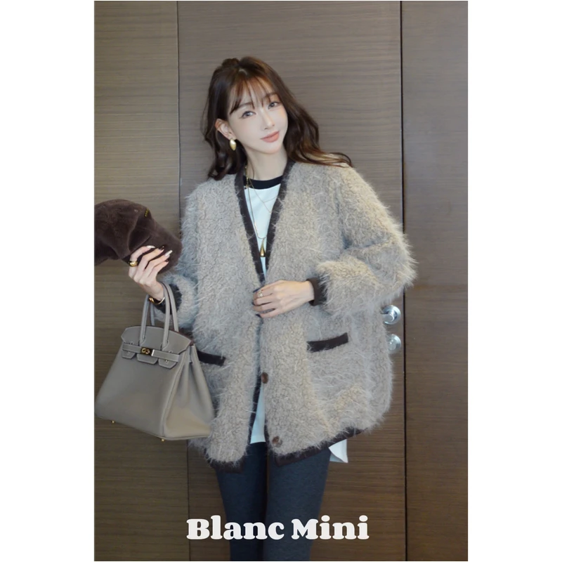 【MiNi推荐】韩版时尚百搭早秋新款高级感毛毛短外套JD0410