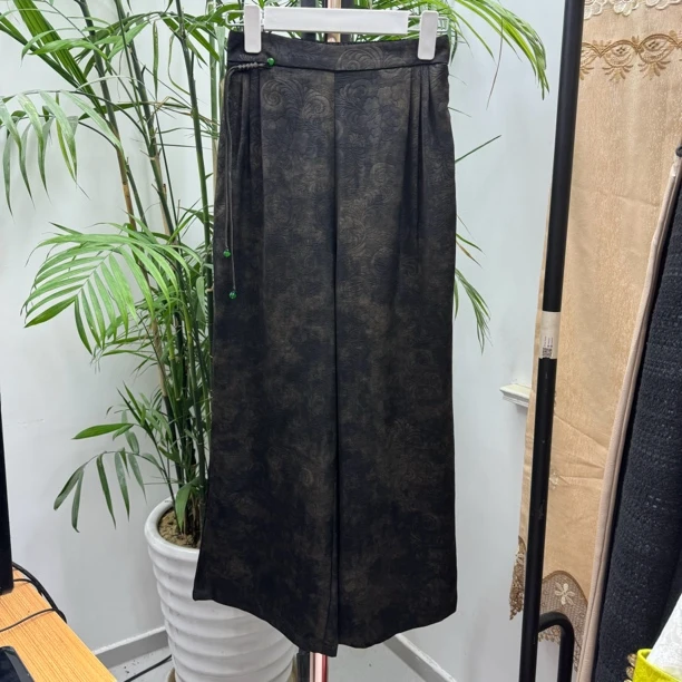 W0187秋季新款女士休闲时尚气质百搭直筒裤烫金款