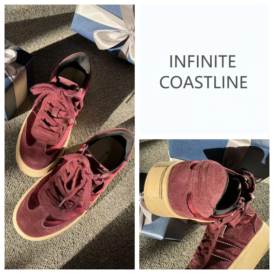 【无垠海岸】酒红色绒鞋（不加绒）