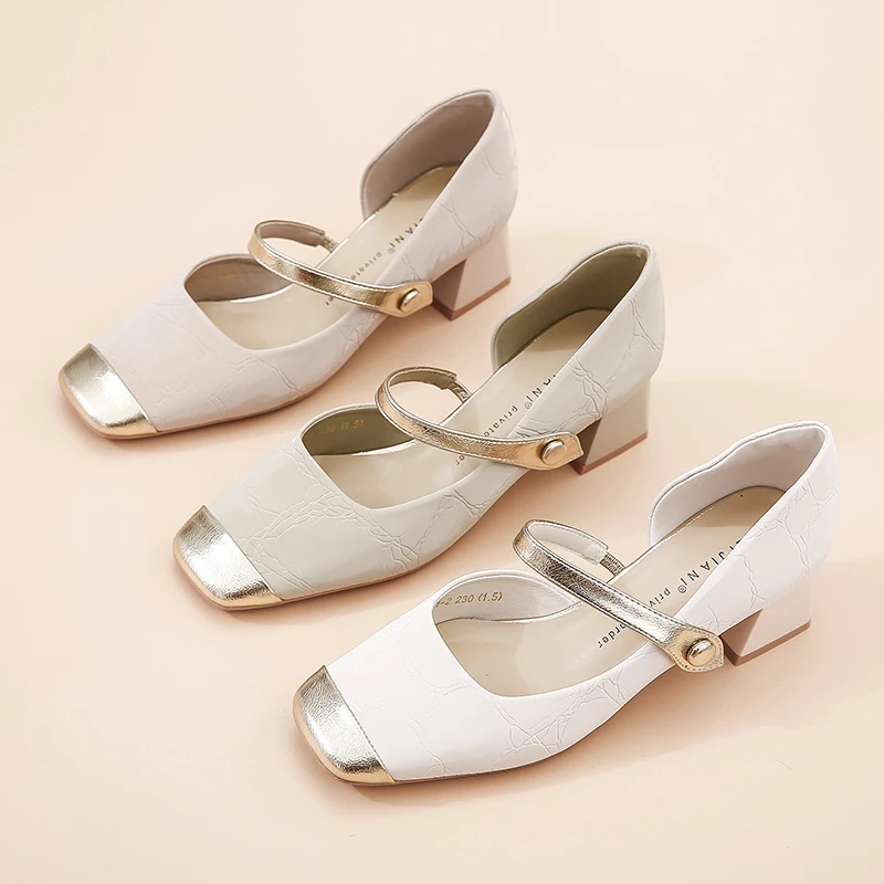 玛丽珍鞋女2024新款春夏配裙子粗跟高跟凉鞋百搭法式仙女温柔单鞋