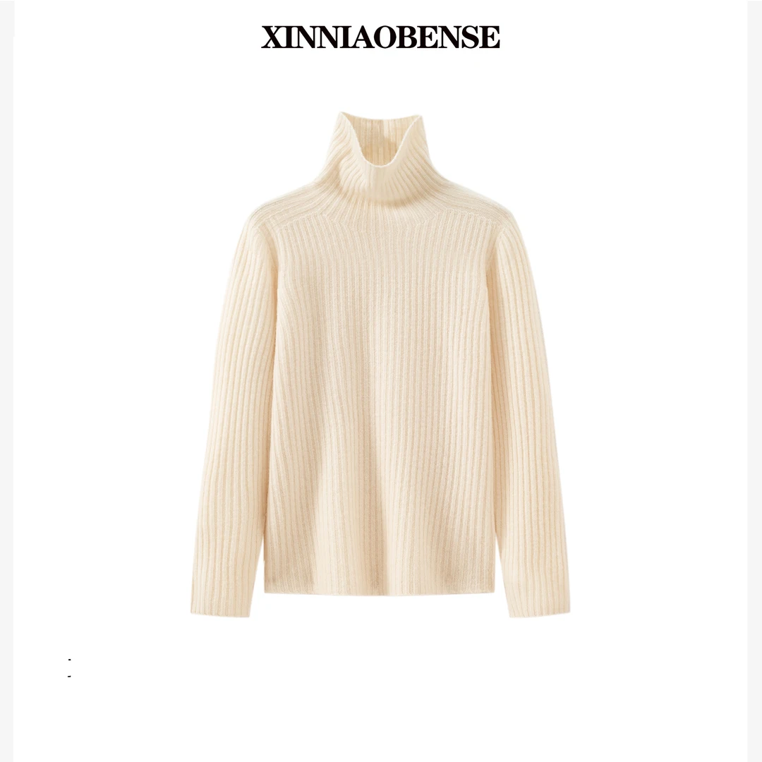 【优雅高领】早秋纯色高领坑条针织百搭打底衫女秋冬款长袖针织衫